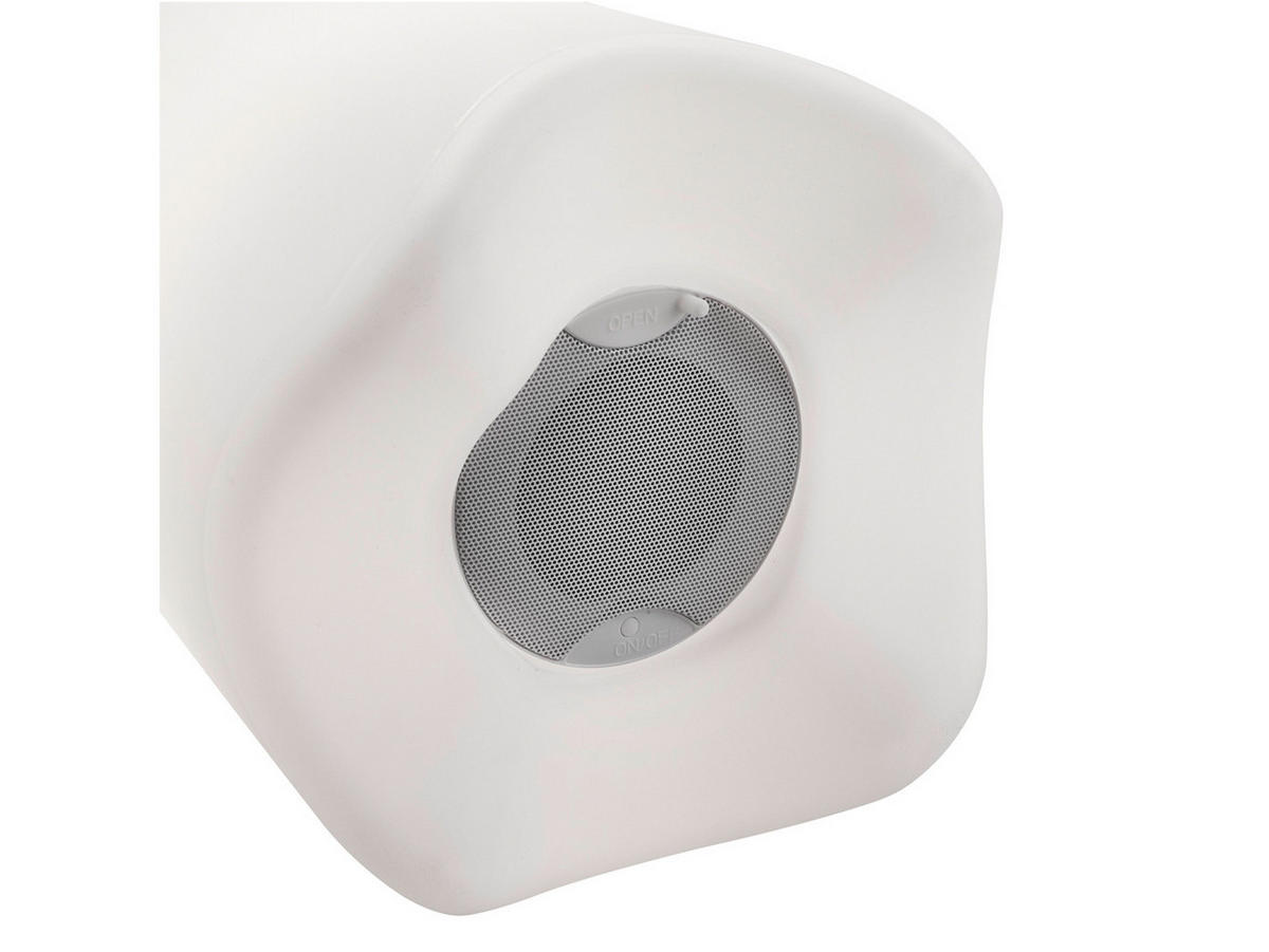 AKKU-TISCHLEUCHTE LED mit RGB Beleuchtung, Bluetooth Lautsprecher & Weinkühler Partylicht, Höhe 38cm - Weiß, Kunststoff/Metall (25/25/38cm) - meineWunschleuchte