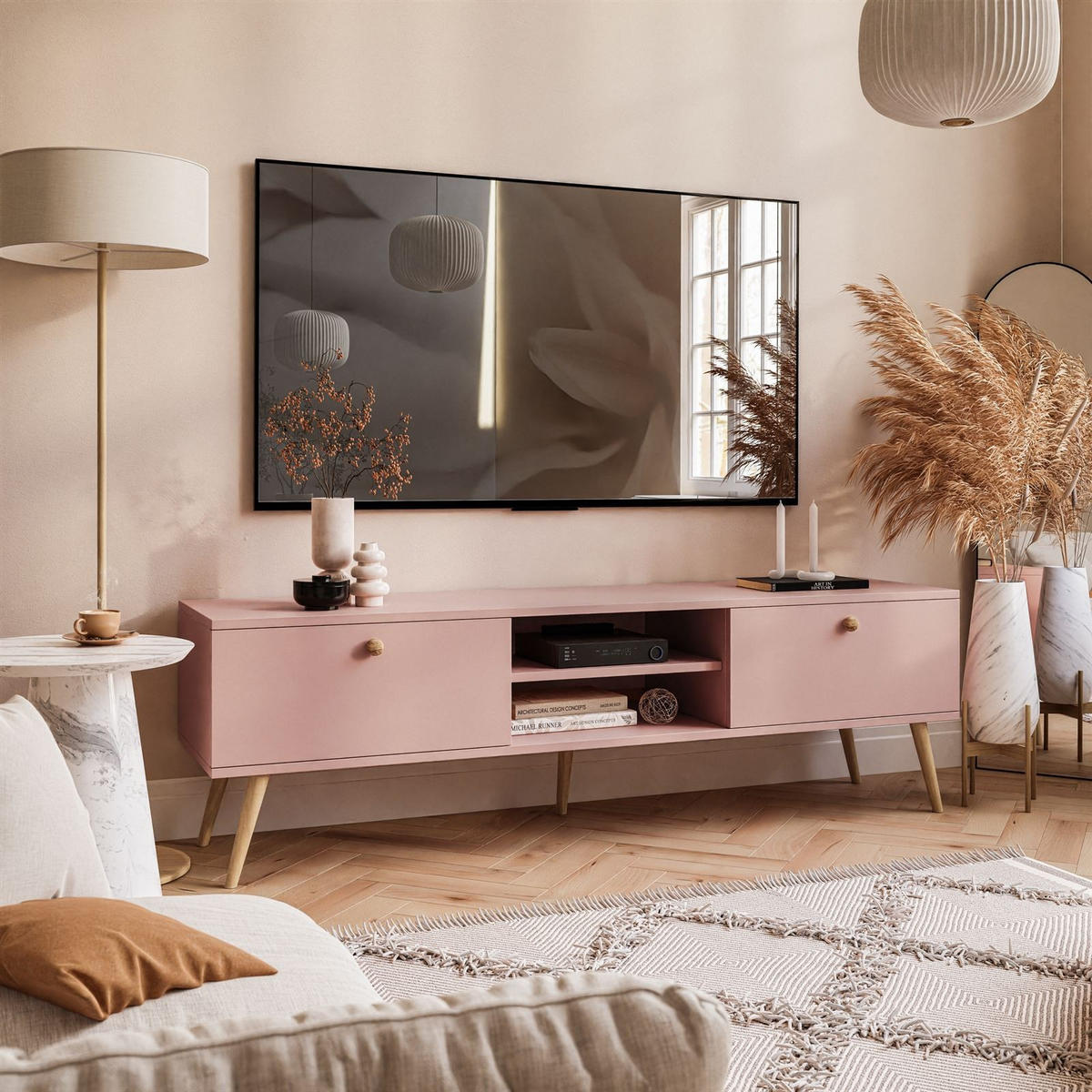 TV-RACK HARMONY 170 cm Natürlich Rosa - Rosa, Holzwerkstoff (170/50/41cm) - Lookway