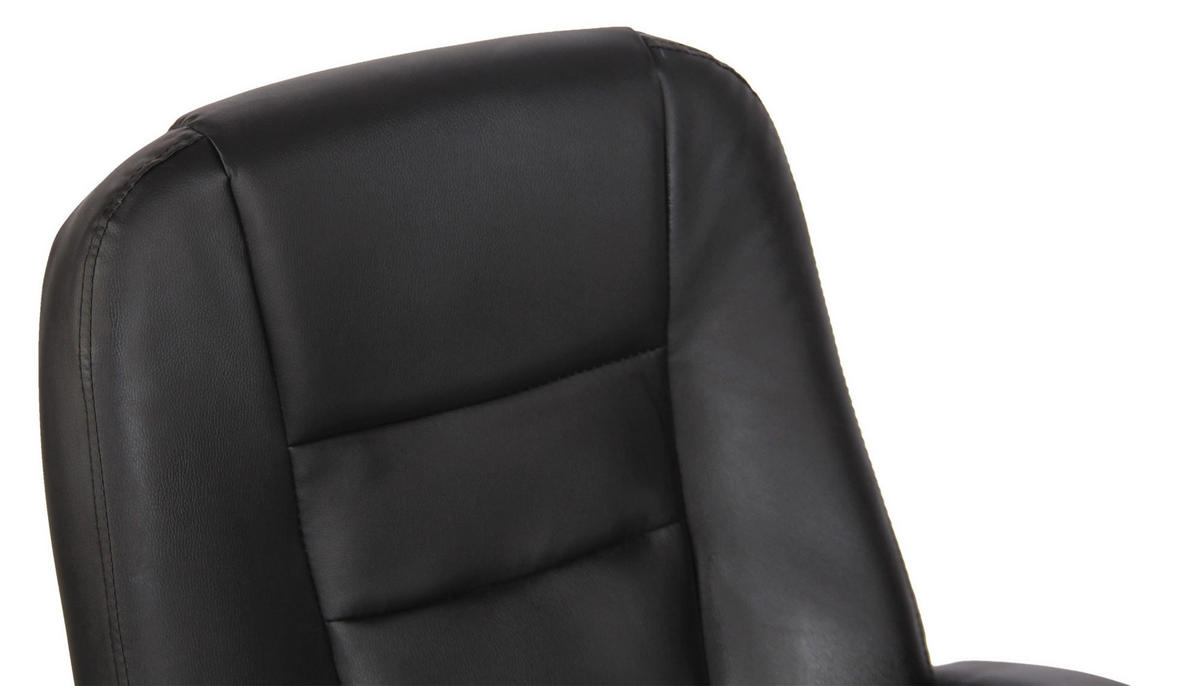 DREHSTUHL Lederlook Schwarz - Chromfarben/Schwarz, Textil/Metall (66/106/70cm) - CLP