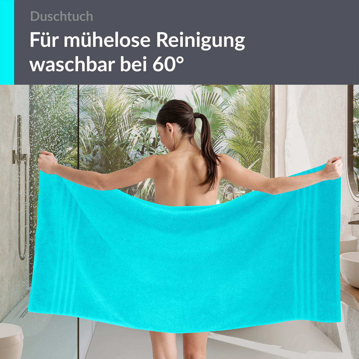 DUSCHTUCH London Lagunen Türkis 2er Set 70x140 - Türkis, Textil (70/140cm) - Lashuma