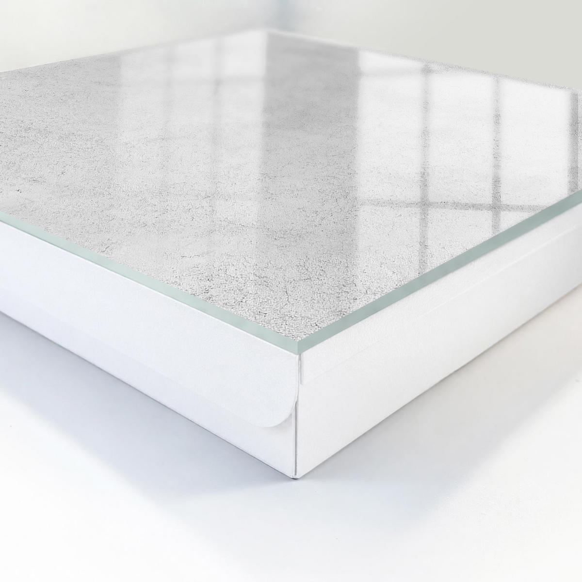 SCHLÜSSELBOX Weiß 30x30 cm – Türöffnung nach rechts - Graue Textur - Grau, Metall (30/30/5cm) - TULUP