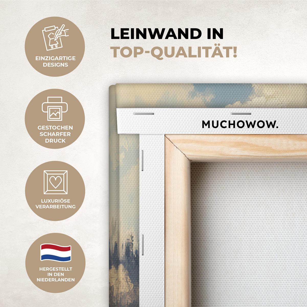 LEINWANDBILD Winter - Schnee - Zuhause - Natur Wandbilder 80x60 cm - Hellbraun, Textil (80/60cm) - MuchoWow