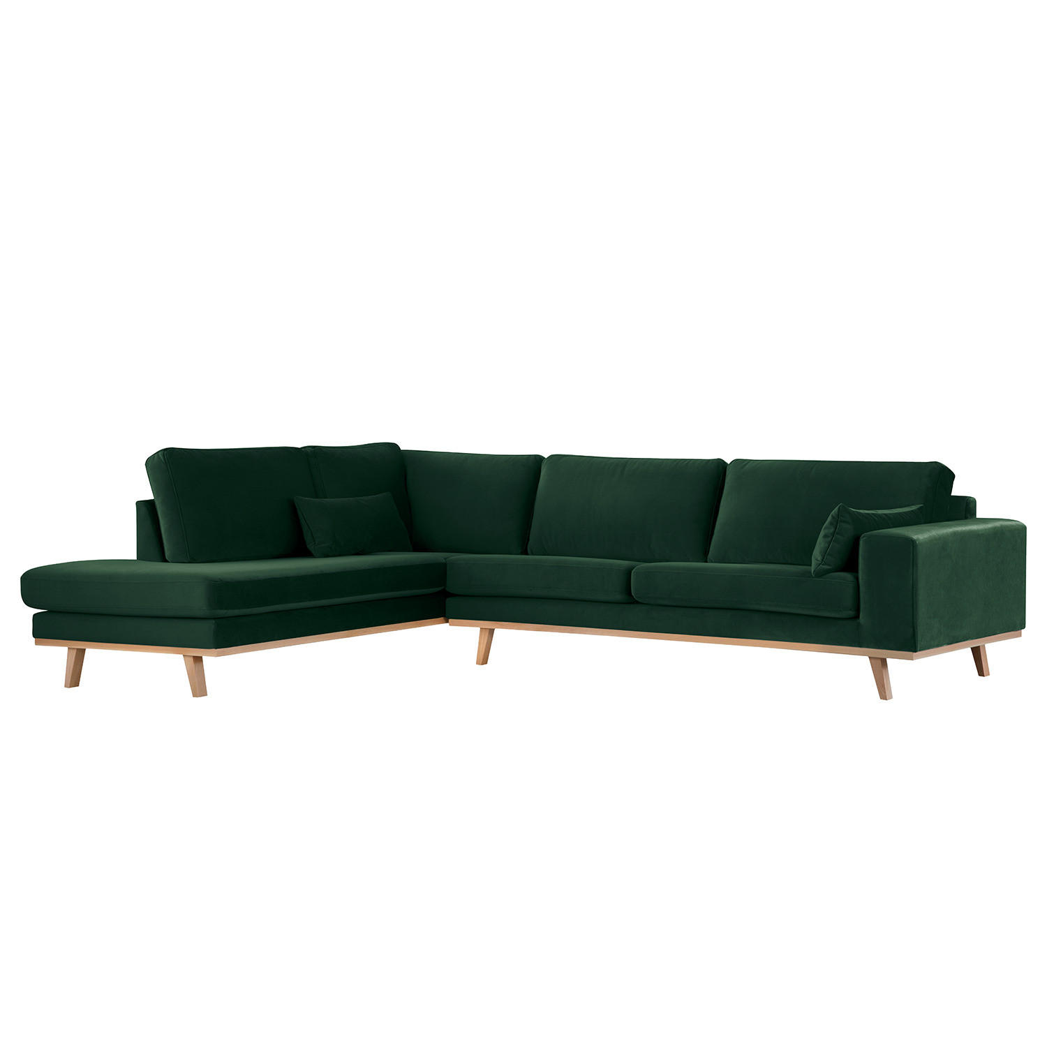 ECKSOFA mit Ottomane - Buchefarben/Grün, Textil (287/219cm) - home24