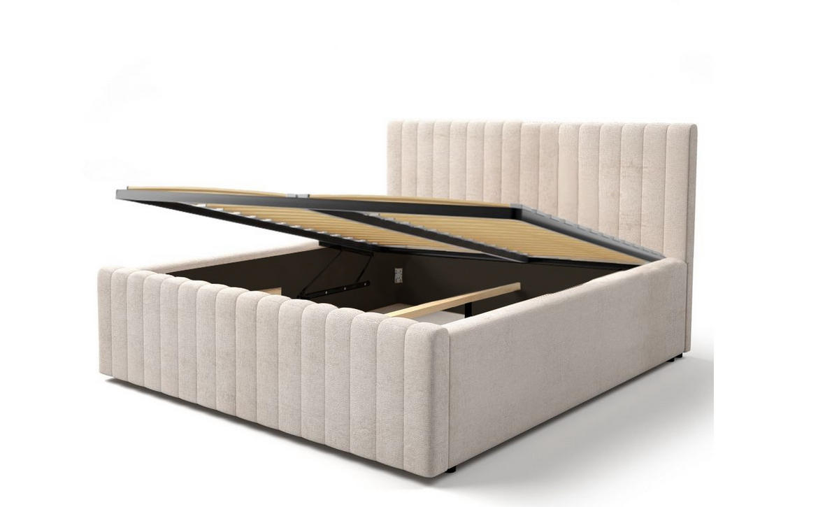 POLSTERBETT mit Bettkasten 140x200 in Hellbeige - Beige, Textil (140/200cm) - Home Collective