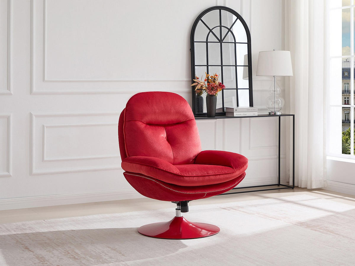 SESSEL mit gerader Rückenlehne - 1 Person - Samt - Rot - - Rot, Textil (78/99/90cm) - Vente-Unique