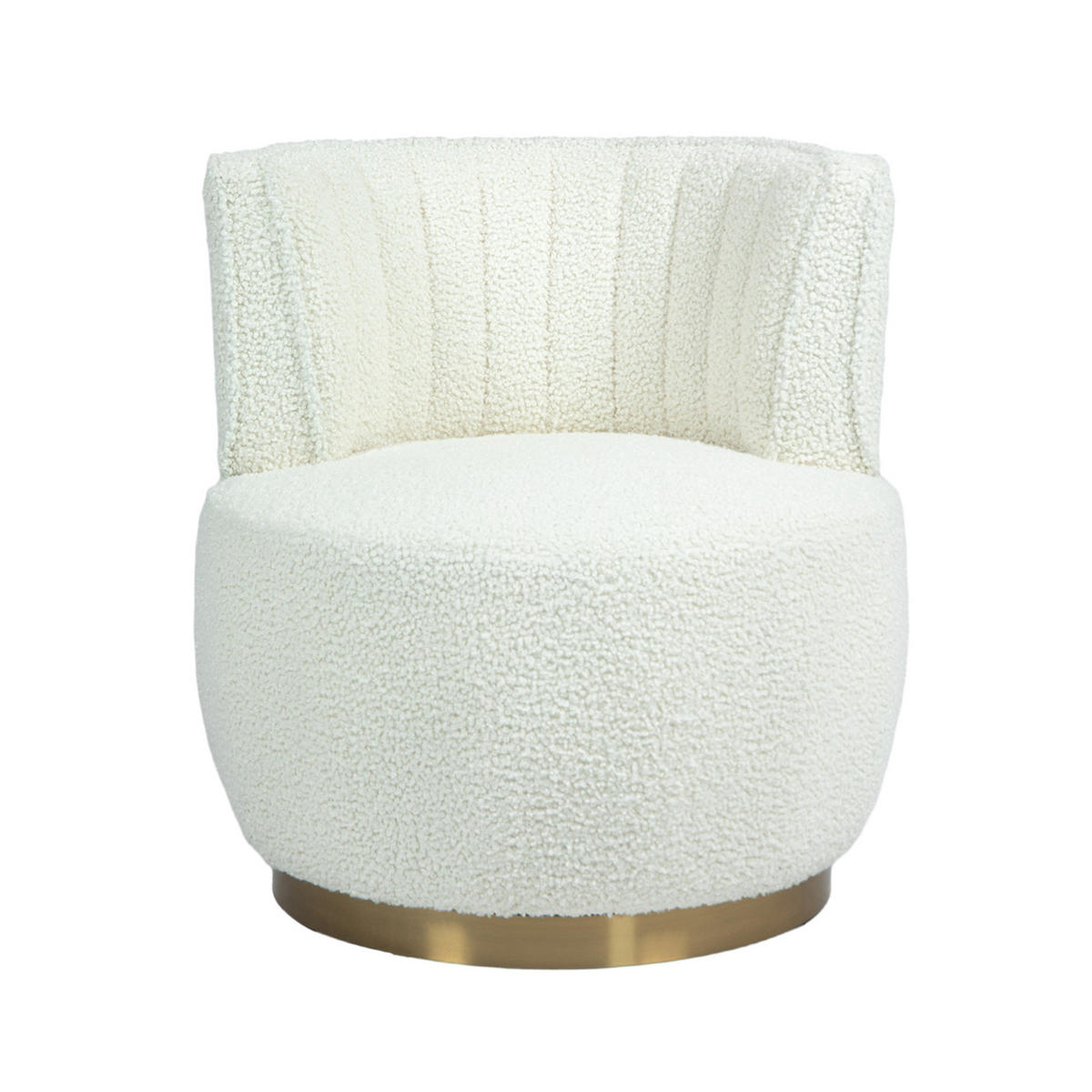 COCKTAILSESSEL 360° drehbar mit Teddy-Samt, DE-42224, Weiß - Weiß, Holzwerkstoff (62/69.5/62.5cm) - ComfortXL