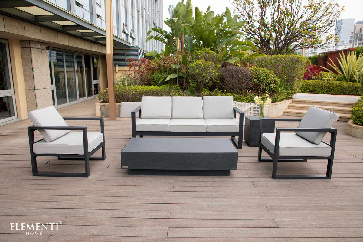 COUCHTISCH TEVERE aus GF-Beton Rechteck, Wetterbeständig, 153x77x36 cm - Dunkelgrau, Naturmaterialien (153/77/36cm) - Elementi