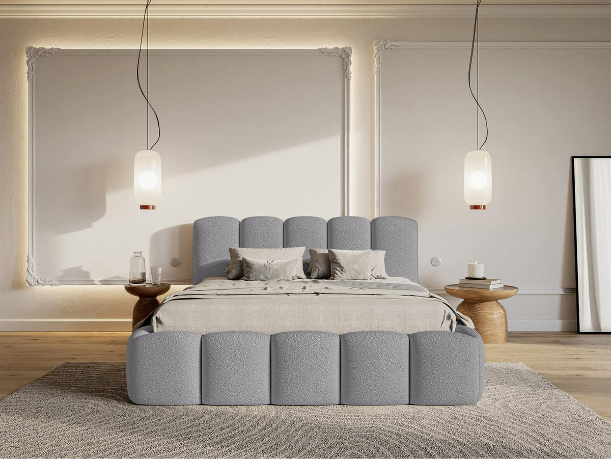 POLSTERBETT Cloudy II Grau 140x200 cm - Grau, Holz/Textil (140/200cm) - Selsey