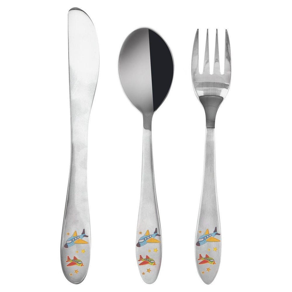 KINDERBESTECK Stahl 3-teilig. - Silberfarben, Metall - Orion 