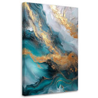 WANDBILD modernes marmor abstraktes türkis - Türkis, Textil (40/60cm) - Feeby