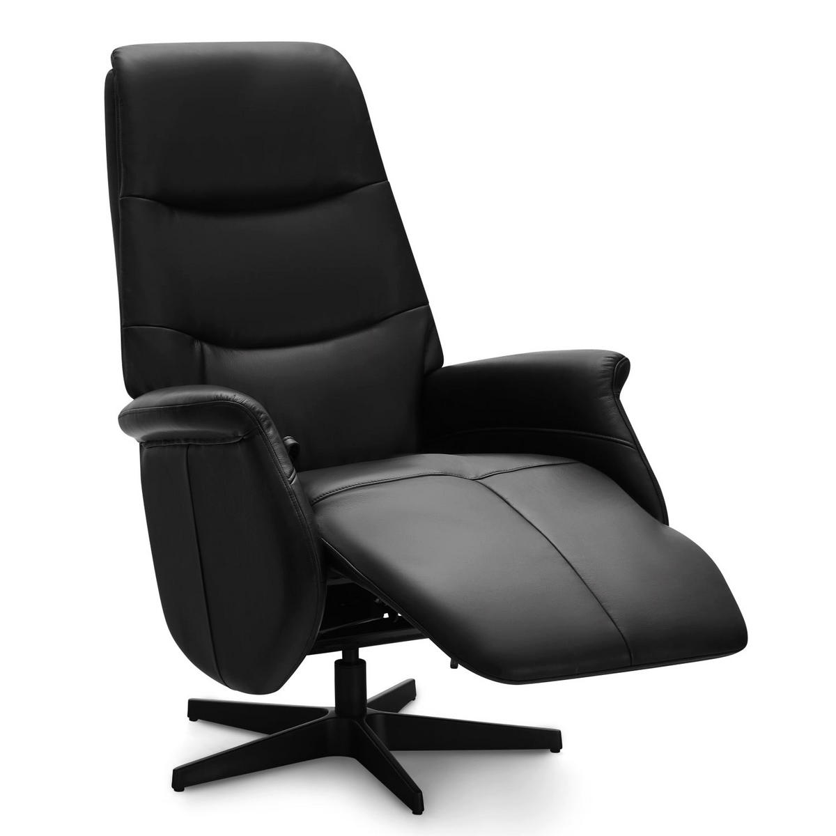 RELAXSESSEL Echtleder Schwarz - Schwarz, Leder/Metall (90/114/79cm) - Furnhouse