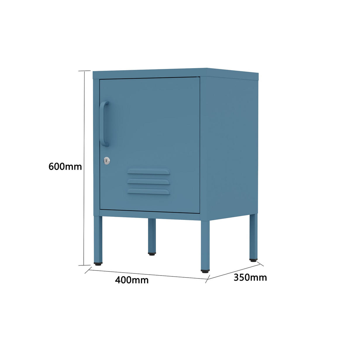 NACHTSCHRANK 2 Ablagen Blau 40/35/60 - Blau, Metall (40/60/35cm) - Mobili Rebecca