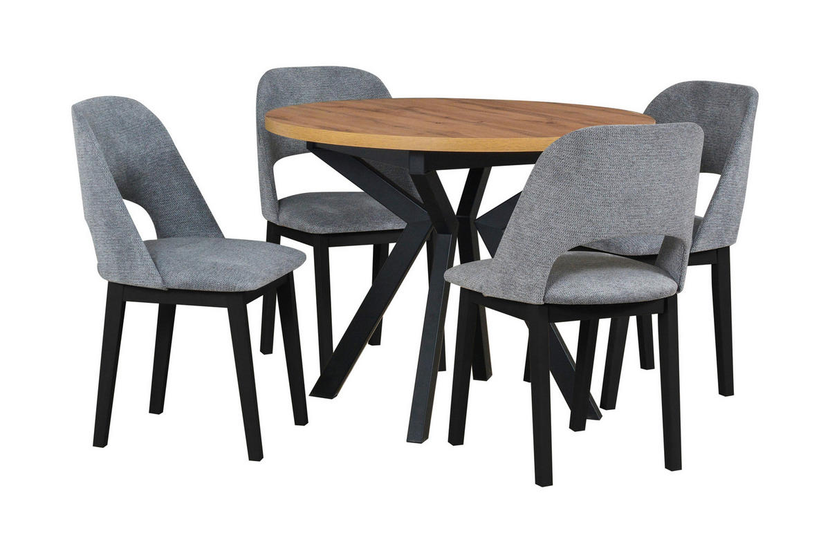 STUHL 2er Set MONTI 2, schwarz, aragon 93 - Schwarz/Grau, Holz (45/82/40cm) - Leaf Design