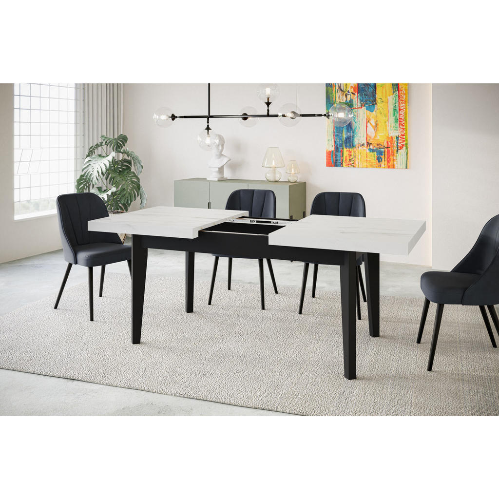 Thumbnail - Alpi-Möbel Esszimmertisch, Hellgrau, Schwarz, Holzwerkstoff, Rechteckig, U-Form, 100x78x200 cm, Esszimmer, Tische, Essti...