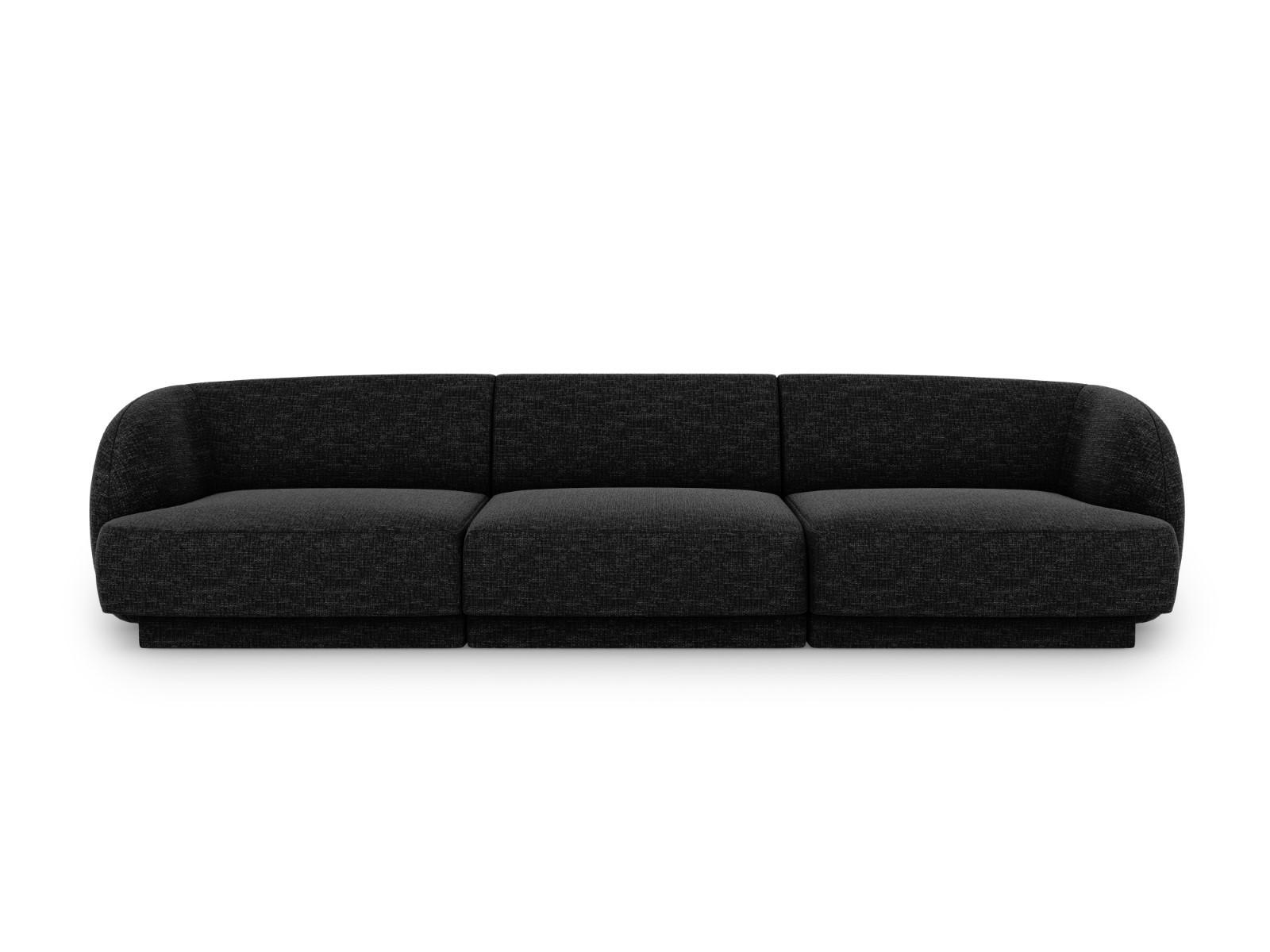 SOFA Miley aus Chenille-Stoff schwarz 3 Sitzplätze - Schwarz, Textil (90/70/255cm) - Micadoni