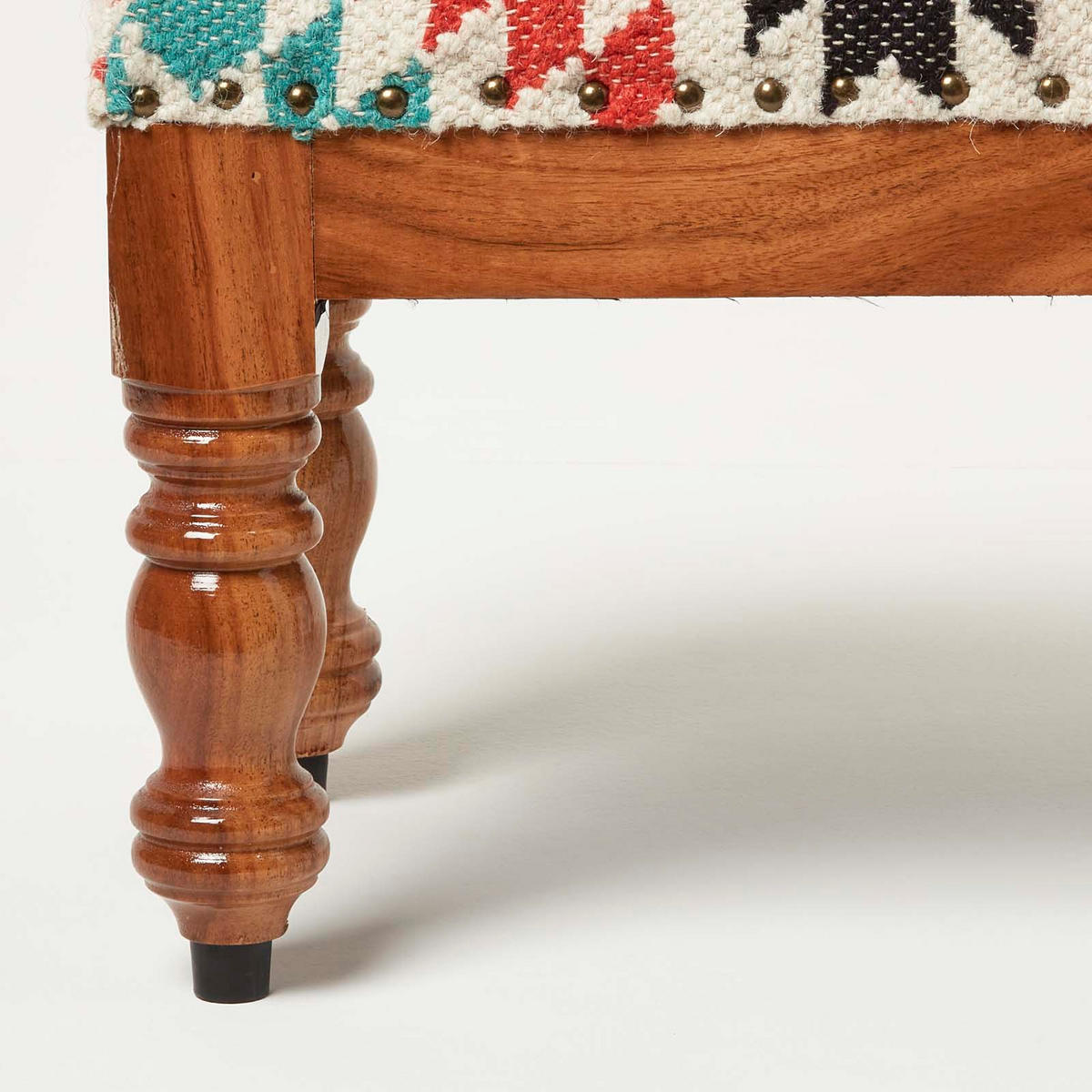 KELIM-HOCKER Manila mit Holzbeinen, Ethno-Muster, 50/40/30 cm - Multicolor, Textil (30/40/50cm) - Homescapes