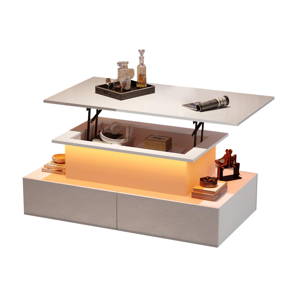 COUCHTISCH Weiß - Weiß, Holzwerkstoff (90/55/41cm)