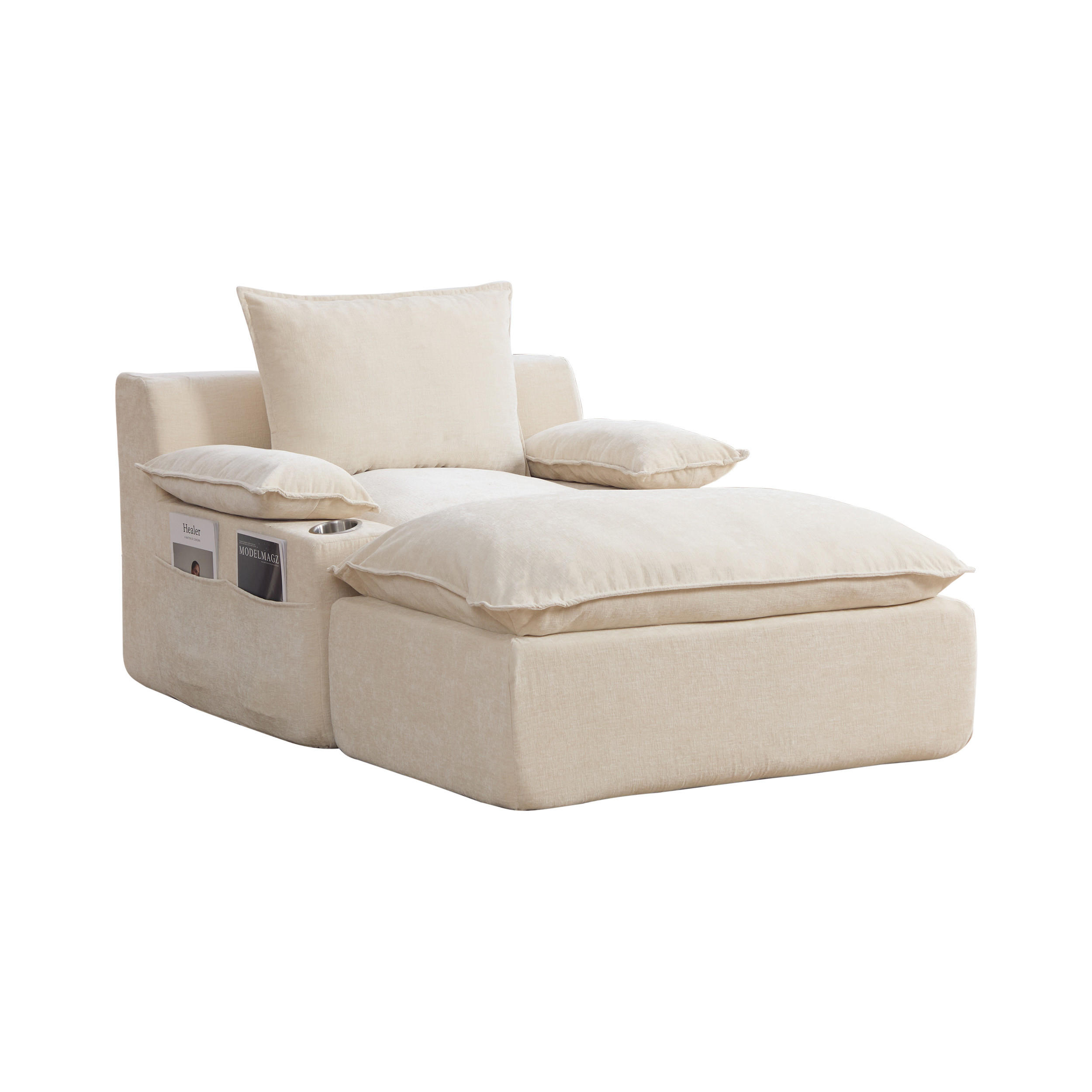 SESSEL DE-35157 mit 4 Kissen Beige - Beige, Textil (93/81/113cm) - ComfortXL