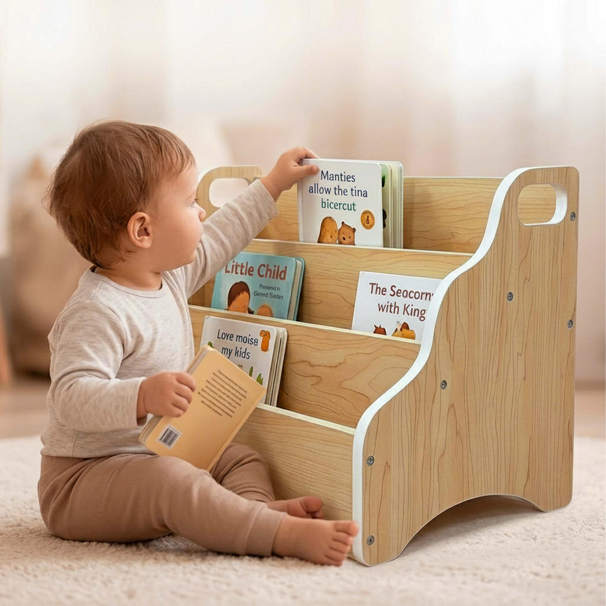 RAFT Natural MDF 3 compartimente - maro deschis, compozit lemnos (51/31/28cm) - Relaxdays