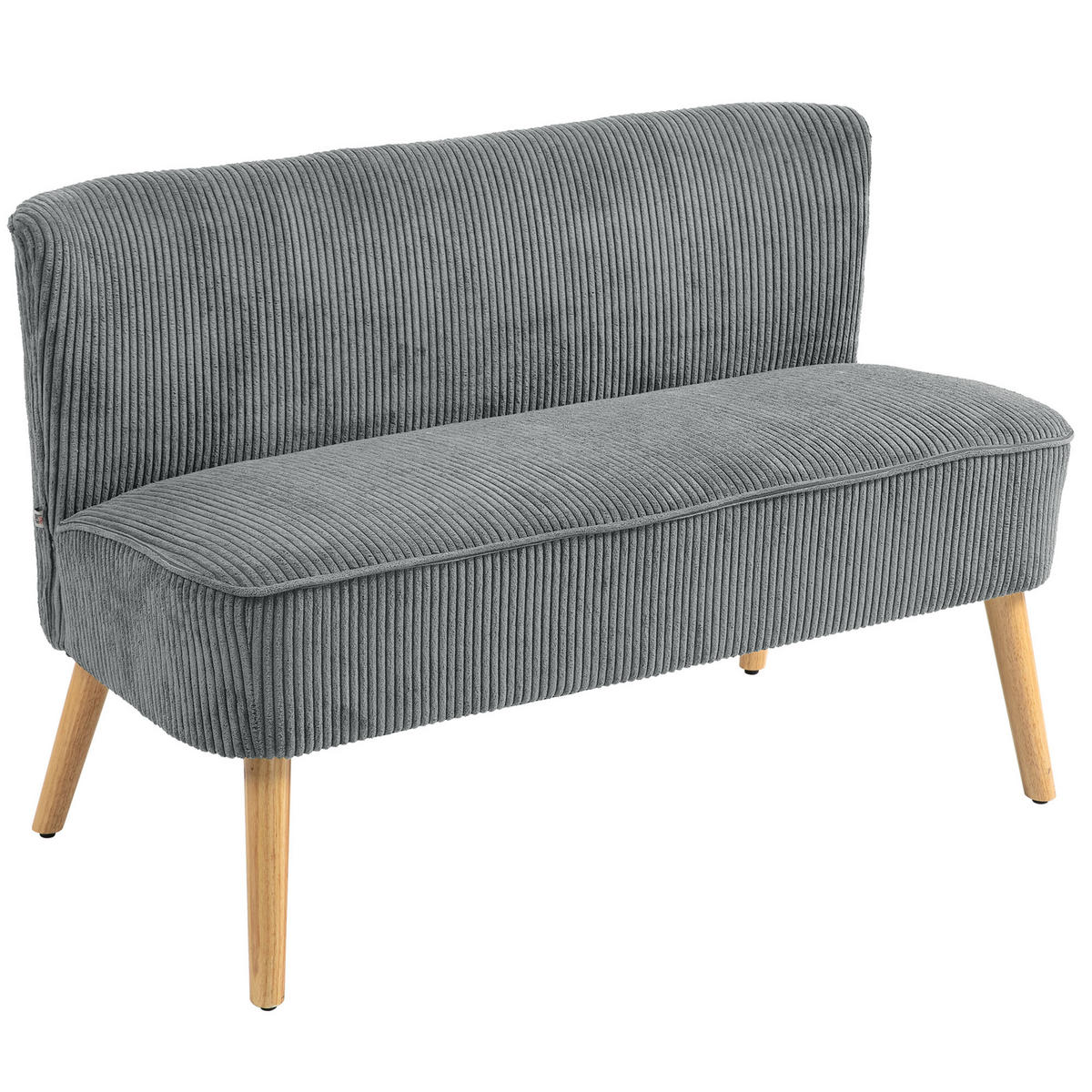 2-SITZER-SOFA DE-06461 mit Samtbezug & Holzrahmen Grau - Grau, Holz/Textil (117/77/56.5cm) - ComfortXL