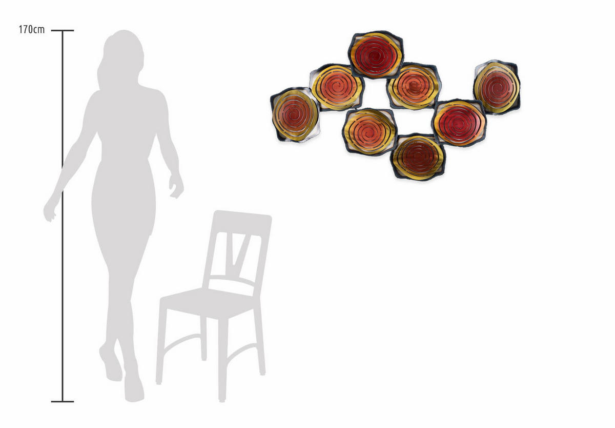 WANDDEKO Rot 124/69 cm - Rot, Metall (5.8/69/8cm) - KUNSTLOFT