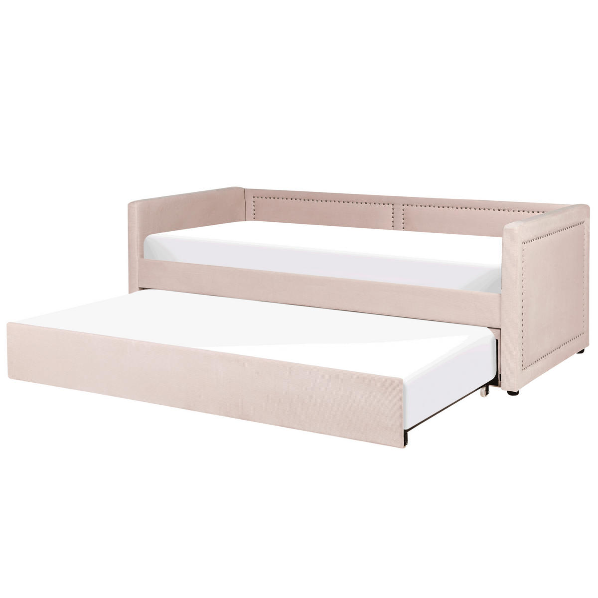 TAGESBETT 90/200cm Pastellrosa Mimizan - Pink, Naturmaterialien/Textil (90/200cm) - Beliani