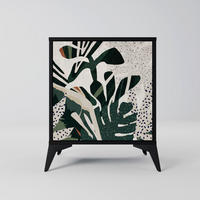 SIDEBOARD VERDURE FORMATION, Schwarz, 57,5x42x70,5 cm, Schwarze Metall-Sternfüße - Multicolor/Schwarz, Holzwerkstoff/Metall (57.5/70.5/42cm) - SpaceRebels