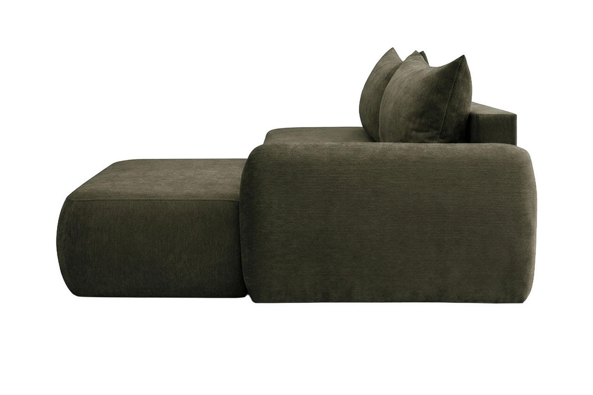 ECKSOFA Mit Schlaffunktion Und Bettkasten, Velvet-Stoff Vena, Olive, Rechts, HELA I - Olivgrün, Holz (302/184cm) - Kaiser Möbel