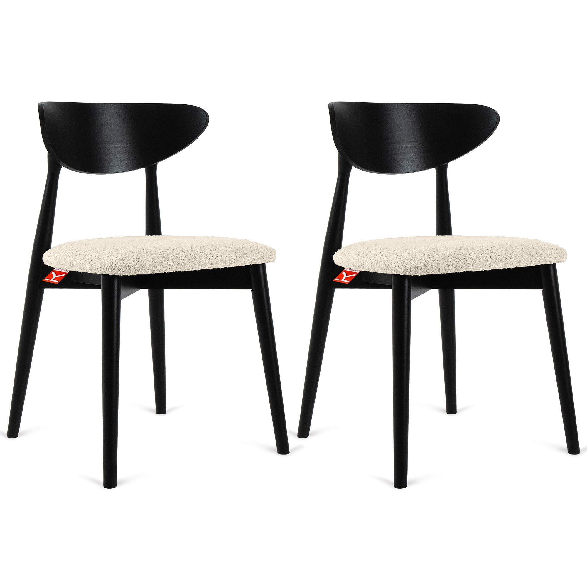 Konsimo® Holzstuhl Schwarz, Creme 47x79x45 cm