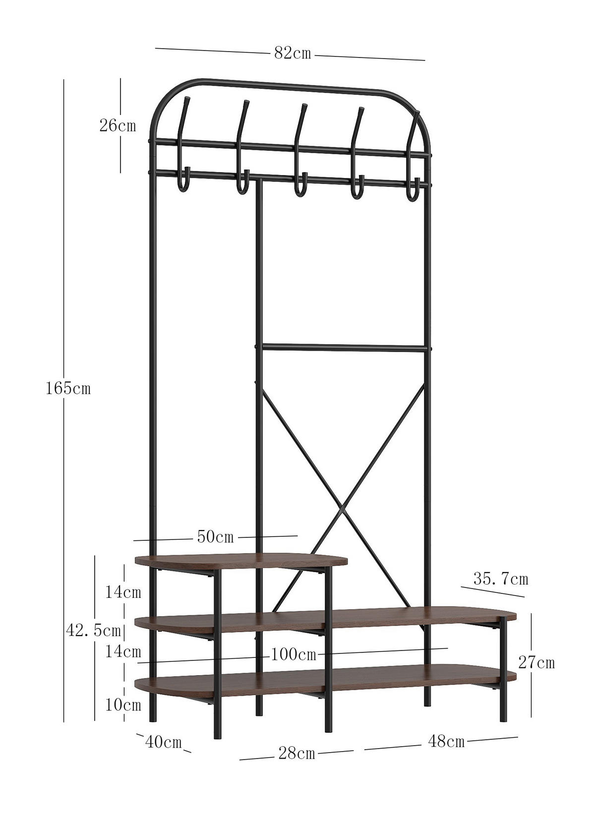 GARDEROBE Metall Schwarz - Schwarz, Metall (100/165/40cm) - Nordlys