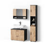 BADMÖBEL-SET Ronco Goldkraft Eiche/Anthrazit 3 Teile, mit Spiegelschrank 80 cm - Anthrazit/Eiche Wotan, Holzwerkstoff (41/80/58cm) - Livinity®