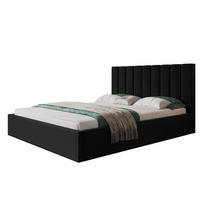 BETT 160x200 - Polsterbett mit Bettkasten und Holzrahmen - Modern Betten - Weicher Jasminstoff - Kollektion Sapporo - Schwarz - Schwarz, Holz/Textil (160/200cm) - Alpi-Möbel