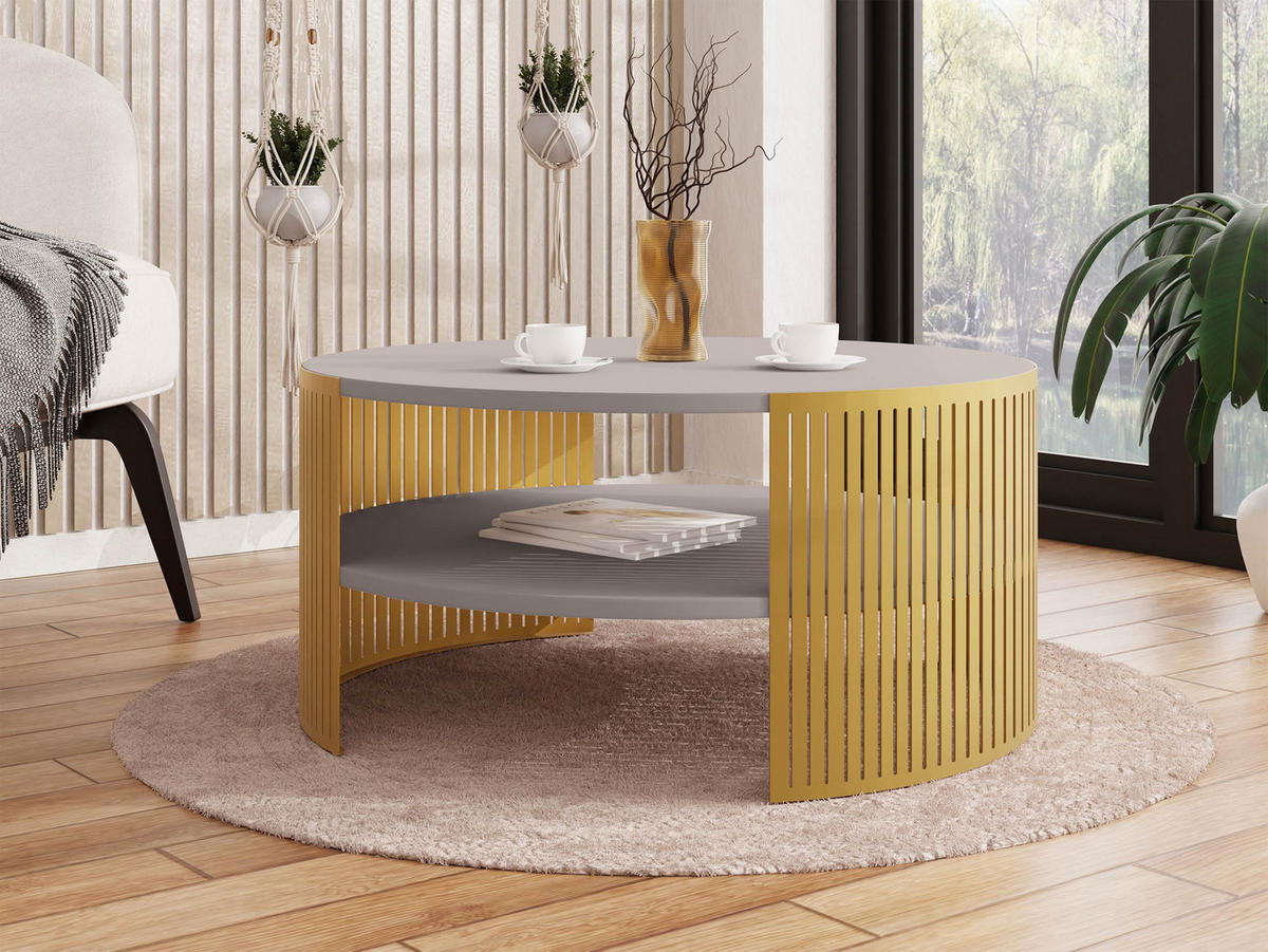 COUCHTISCH Fikoli Gold - Kaschmir/Goldfarben, Holzwerkstoff/Metall (75/75/40cm) - MIRJAN24
