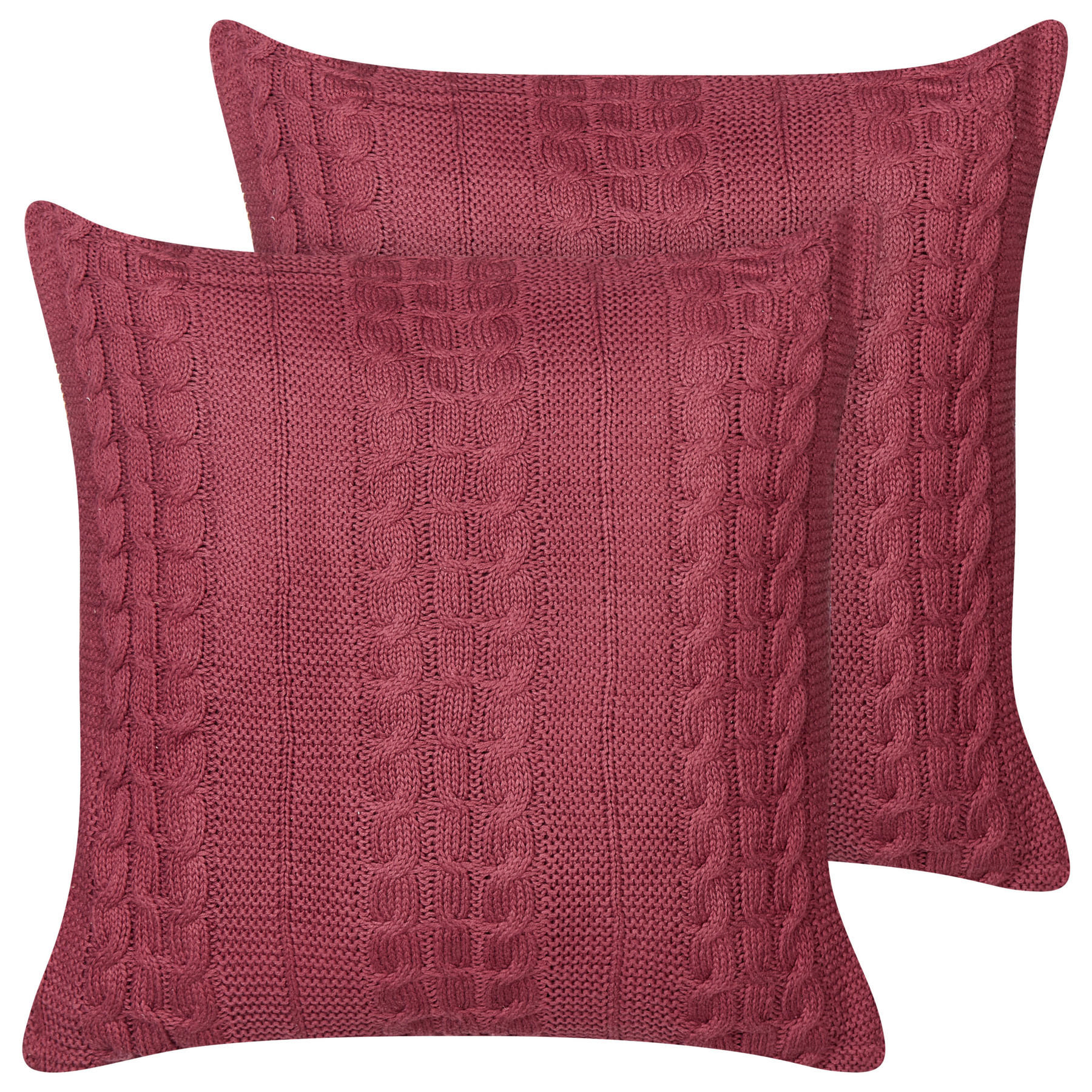 DEKOKISSEN 2er-Set Rot 45/45 cm Cadetia - Rot, Textil (45/45cm) - Beliani