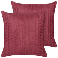 DEKOKISSEN 2er-Set Rot 45/45 cm Cadetia - Rot, Textil (45/45cm) - Beliani