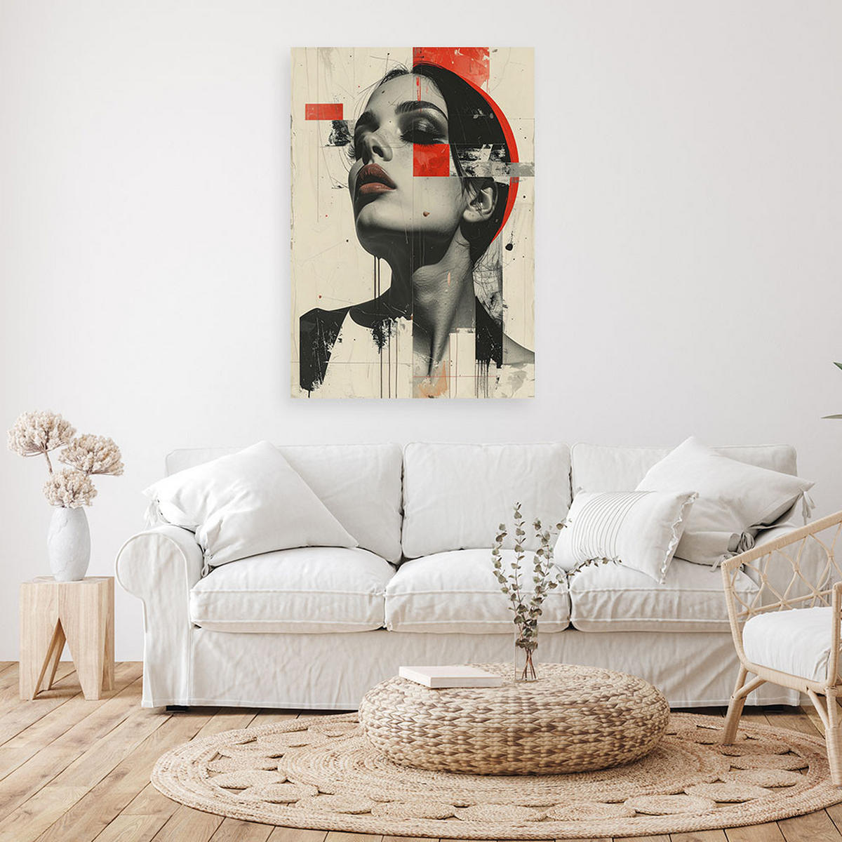 WANDBILD, Künstlerisches Porträt einer Frau im Street-Art-Stil - Beige, Textil (20/30cm) - Feeby