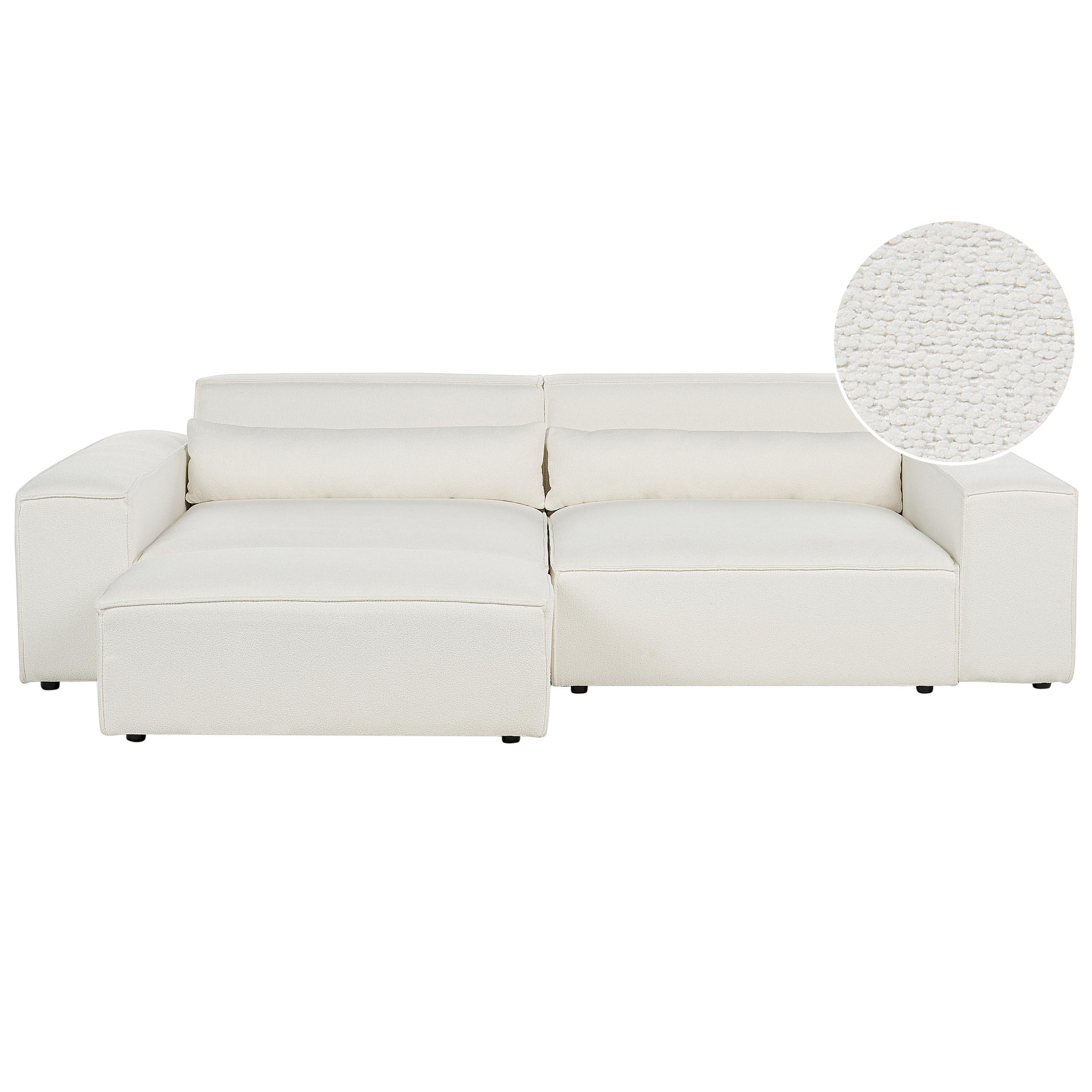 2-SITZER-SOFA Bouclé cremeweiß mit Ottomane Hellnar - Weiß, Textil (262/70/126cm) - Beliani