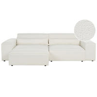 2-SITZER-SOFA Bouclé cremeweiß mit Ottomane Hellnar - Weiß, Textil (262/70/126cm) - Beliani