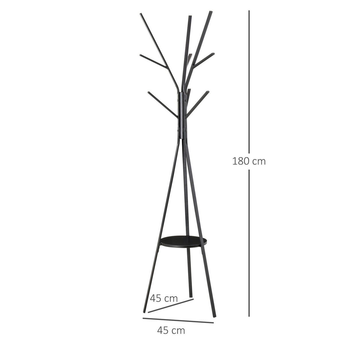 KLEIDERSTÄNDER 45/180/45 cm Schwarz aus Holzwerkstoff und Metall mit Ablage - Schwarz, Metall (45/180/45cm) - OKMYHOME