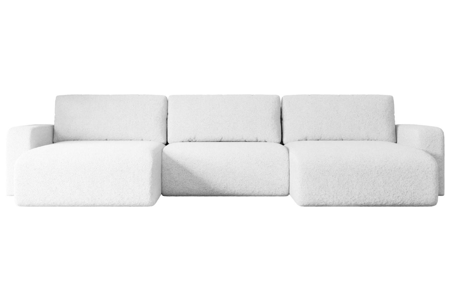 WOHNLANDSCHAFT mit Schlaffunktion und Bettkasten KLEEA-U - 347x143x83 cm Weiß Bouclé - Schwarz/Weiß, Holzwerkstoff/Kunststoff (347/83/143cm) - ALTDECOR