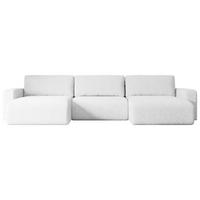 WOHNLANDSCHAFT mit Schlaffunktion und Bettkasten KLEEA-U - 347x143x83 cm Weiß Bouclé - Schwarz/Weiß, Holzwerkstoff/Kunststoff (347/83/143cm) - ALTDECOR