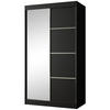 SCHWEBETÜRENSCHRANK Paco 120/215/61 2-türig schwarz mit Spiegel - Schwarz, Holzwerkstoff (120/215/61cm) - Beautysofa
