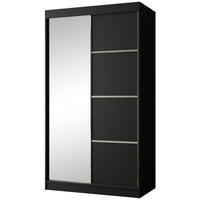 SCHWEBETÜRENSCHRANK Paco 120/215/61 2-türig schwarz mit Spiegel - Schwarz, Holzwerkstoff (120/215/61cm) - Beautysofa