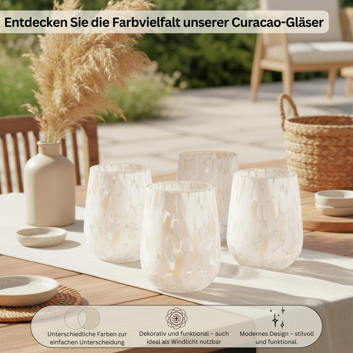 TRINKGLÄSER Set Curacao - 4 teilig - Transparent/Beige, Glas - Sänger