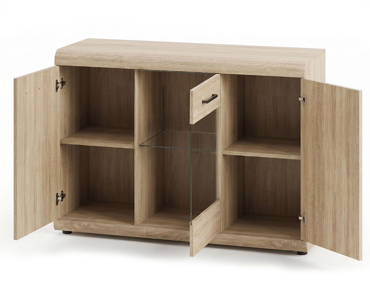 KOMMODE Link E eiche sonoma 120 / 42 / 86 cm - Braun/Sonoma Eiche, Holz/Holzwerkstoff (120/86/42cm) - Feldmann-Wohnen