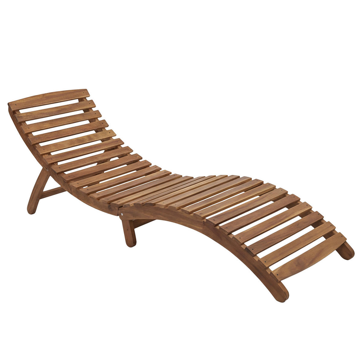 GARTENLIEGE - Akazie massiv / Webstoff - Anthrazit, Holz/Textil (54/55/168cm) - home24