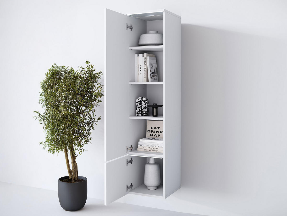 HÄNGEVITRINE Vera 001 mit LED Beleuchtung - Eiche Wotan/Alufarben, Holzwerkstoff/Kunststoff (30/130/33cm) - MIRJAN24