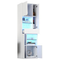 VITRINE 55/38/170 cm aus Spanplatte mit LED-Beleuchtung und Hochglanzfront Weiß - Weiß, Holzwerkstoff (55/170/38cm) - Modenvie