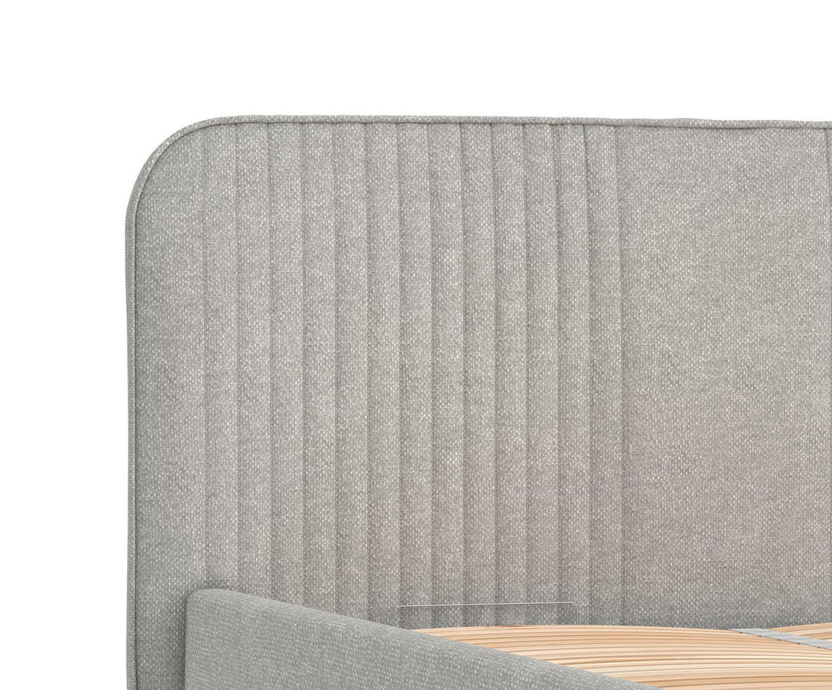 POLSTERBETT Livy Hellgrau 120/200 cm im Chenille-Stoff - Hellgrau/Naturfarben, Holz/Holzwerkstoff (120/200cm) - Maison de Reve