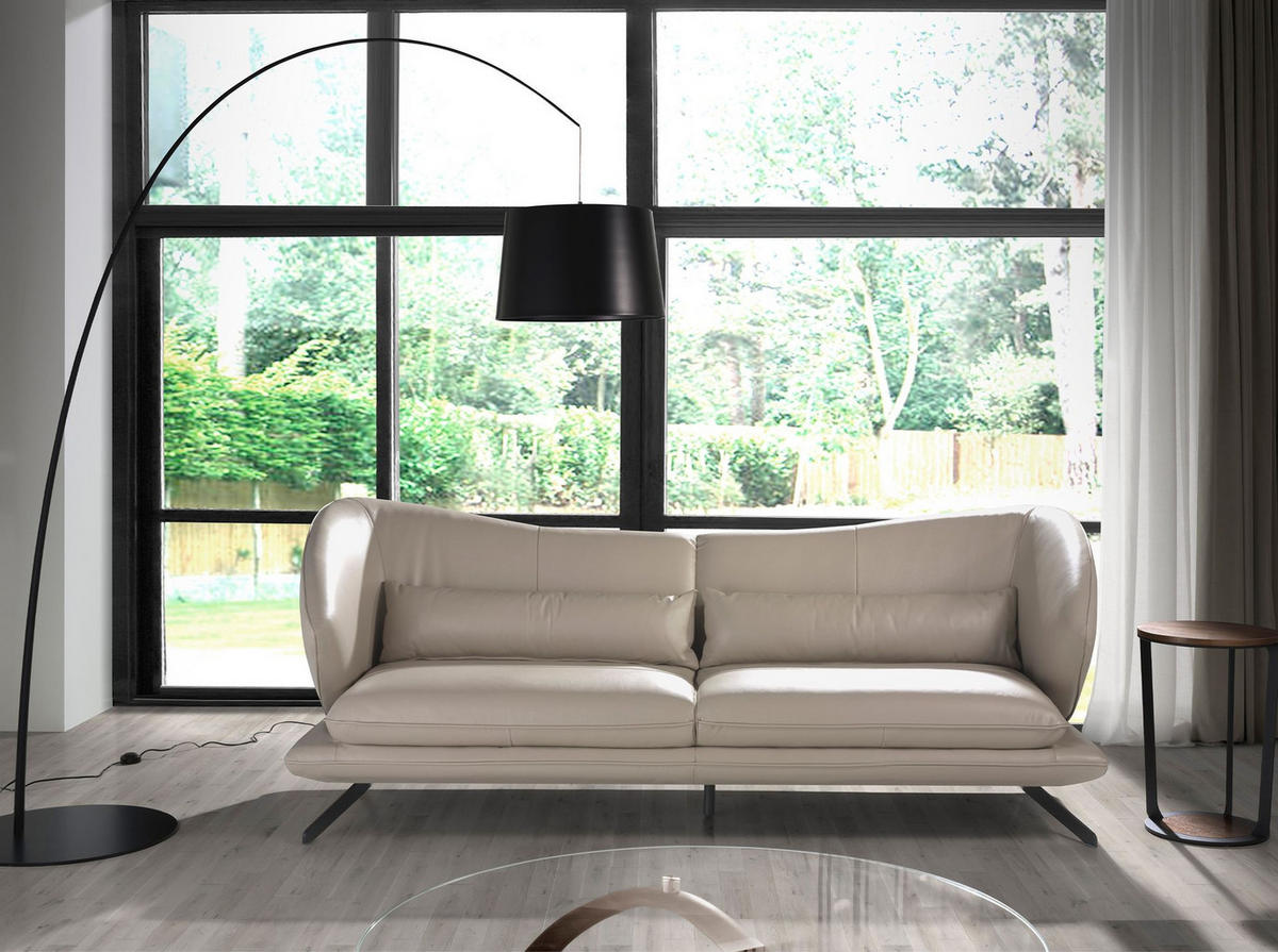 SOFA 3-sitzer ledersofa in taupe grau leder 230/90/85 cm - Dunkelgrau/Schwarz, Leder (230/85/90cm) - ANGEL CERDA